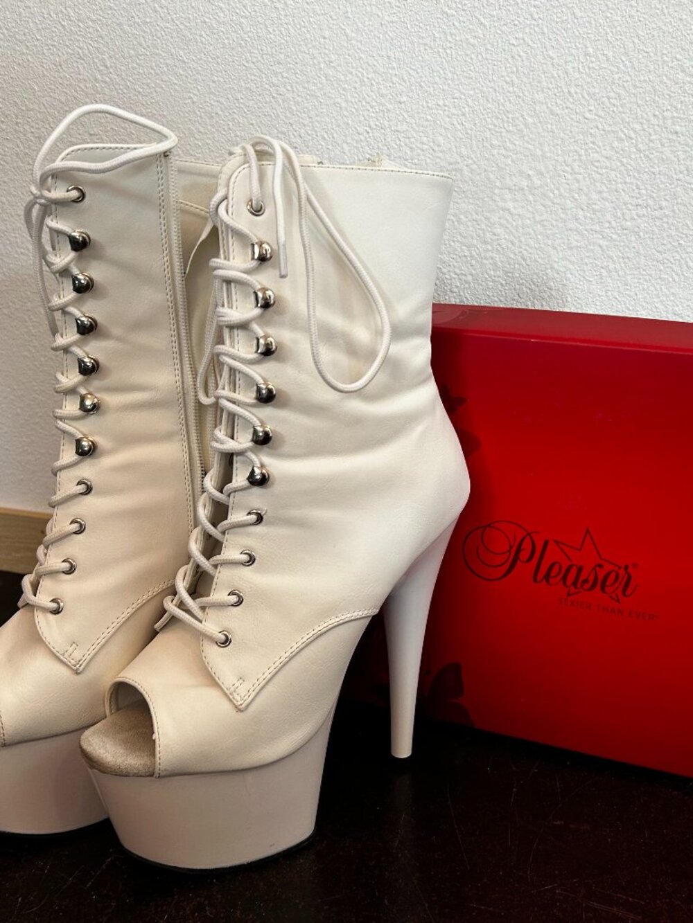 White Adore Pleaser Boots